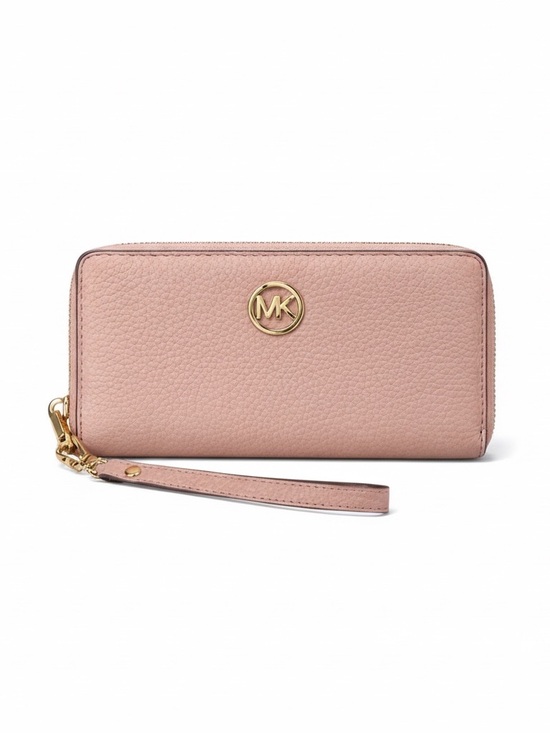 Michael Kors Handbags - Michael Kors Pink Leather Jet Set Zip around Wallet clutch
